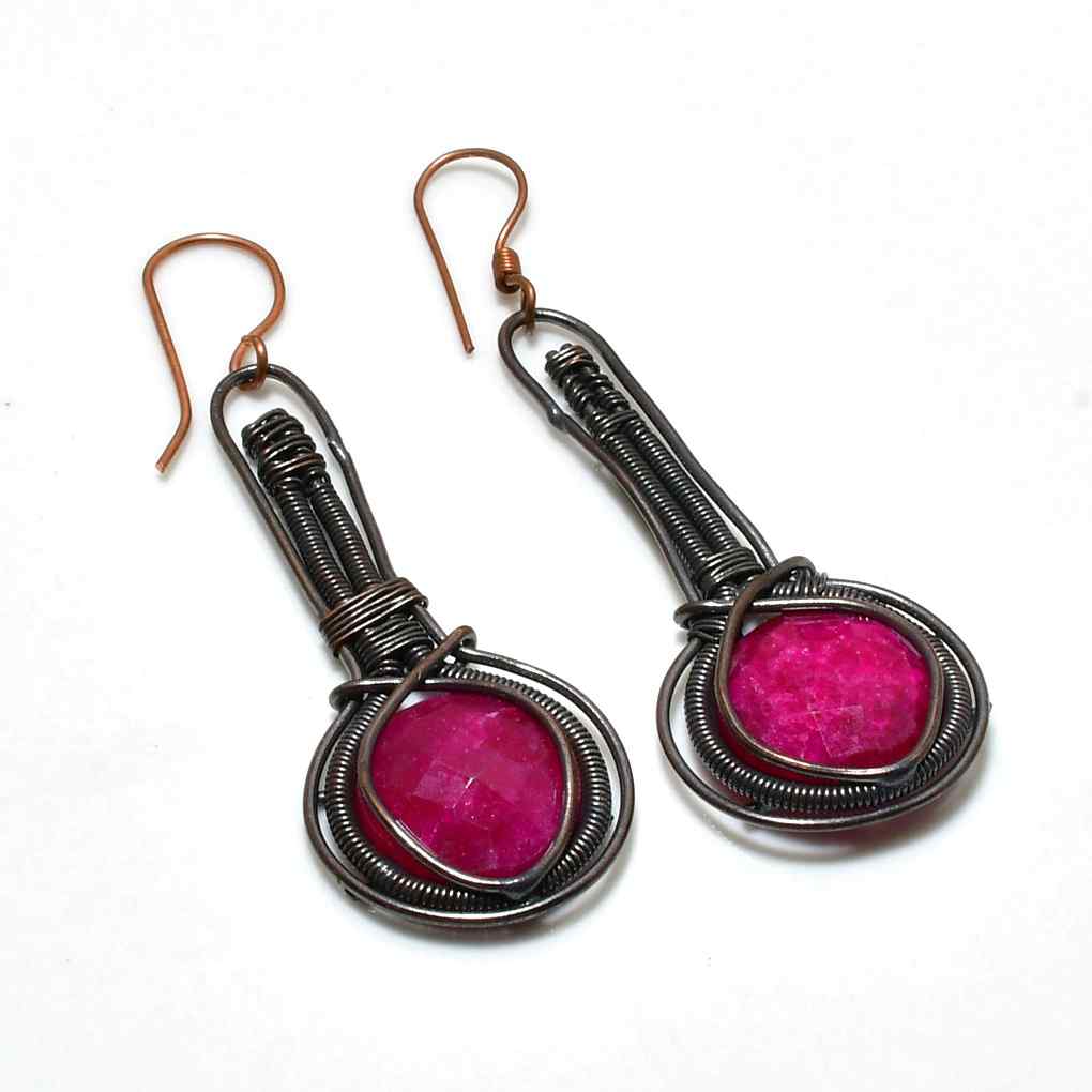 Ember’s Heart – Ruby & Copper Earrings