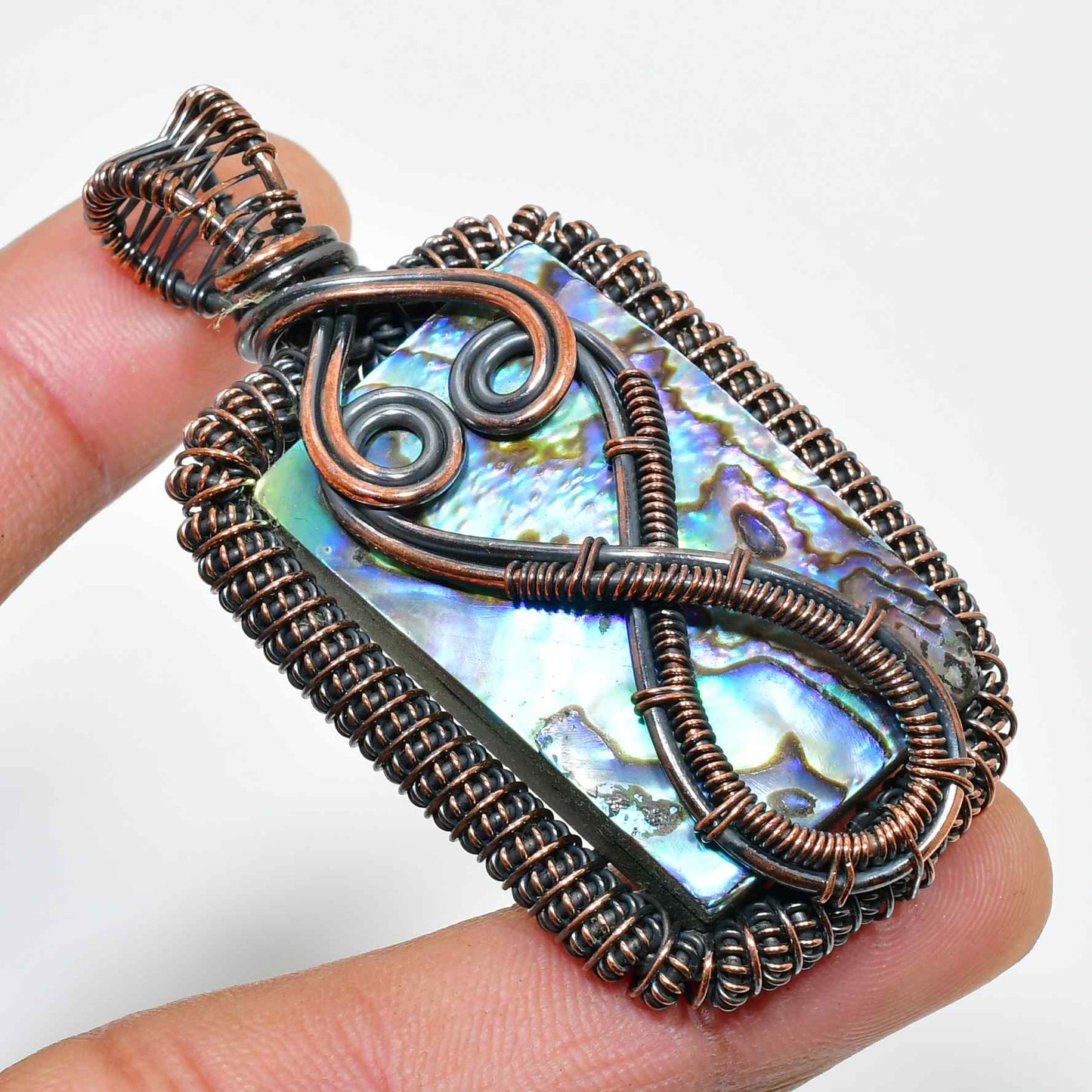 Ocean’s Embrace – Abalone Copper Pendant