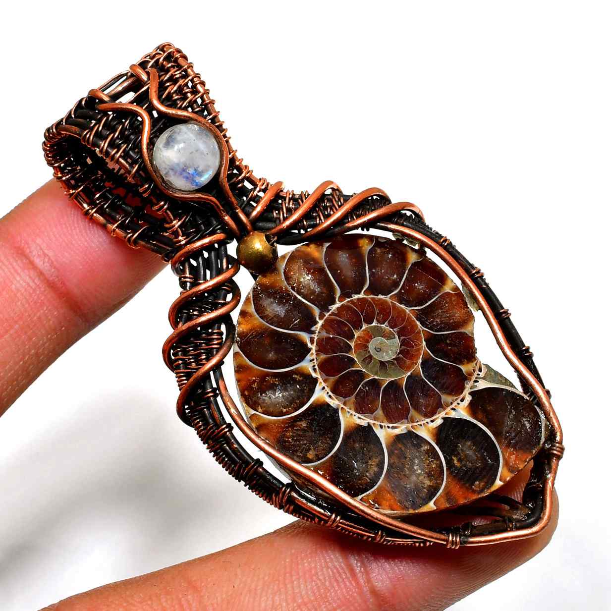 Earth’s Spiral – Ammonite Copper Pendant