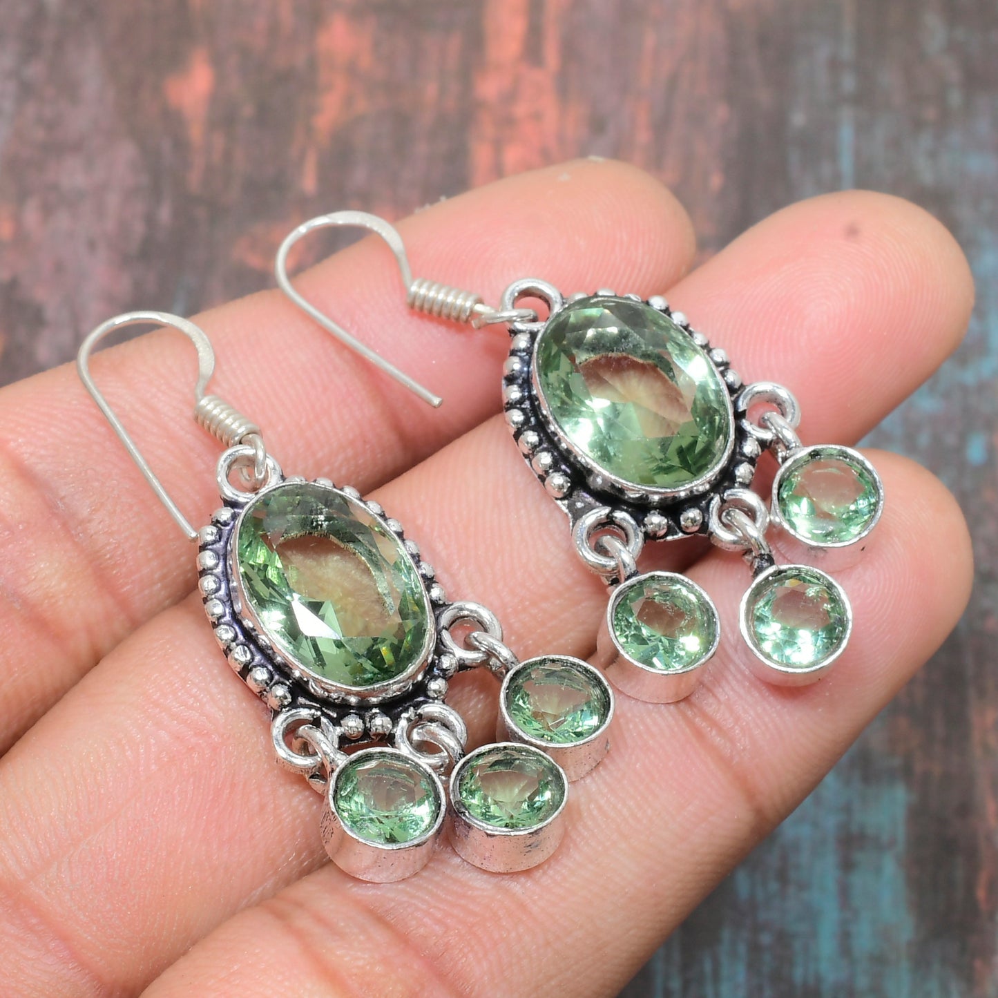 Verdant Harmony – Green Tourmaline Sterling Silver Earrings