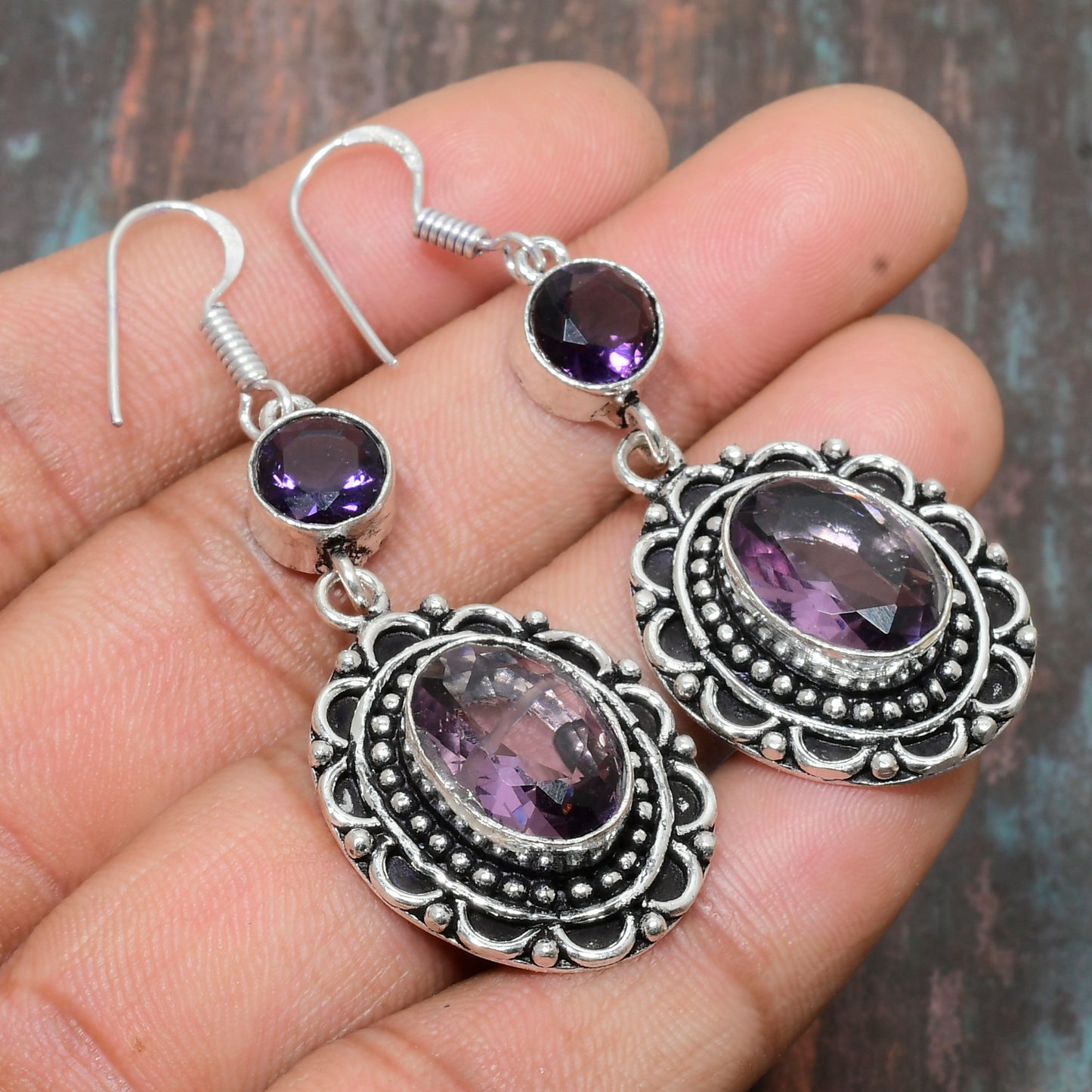 Luna’s Serenity – Sterling Amethyst Earrings