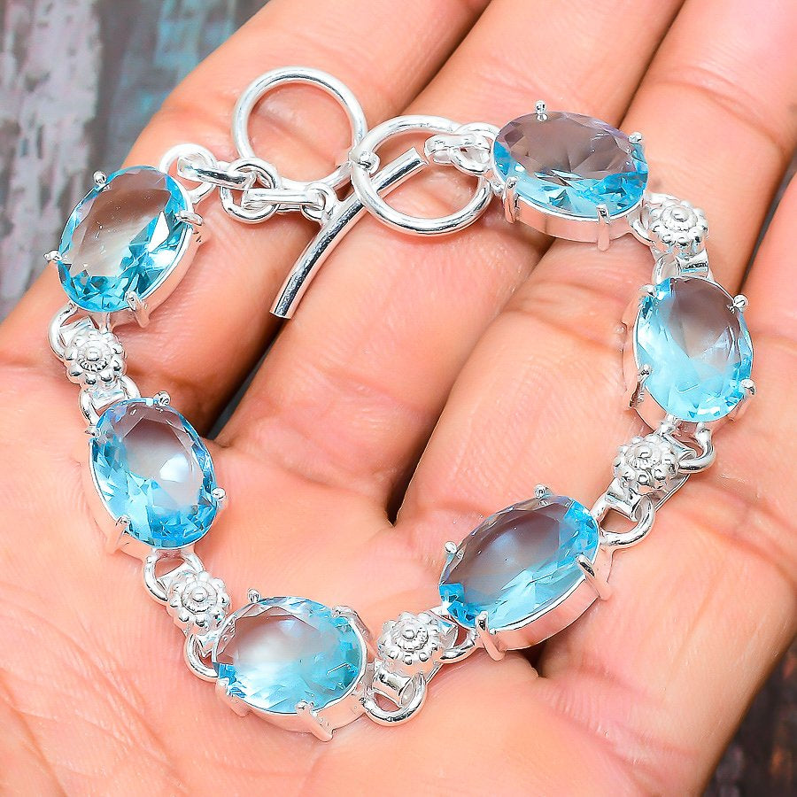 Aurora’s Clarity – Blue Topaz & Silver Bracelet