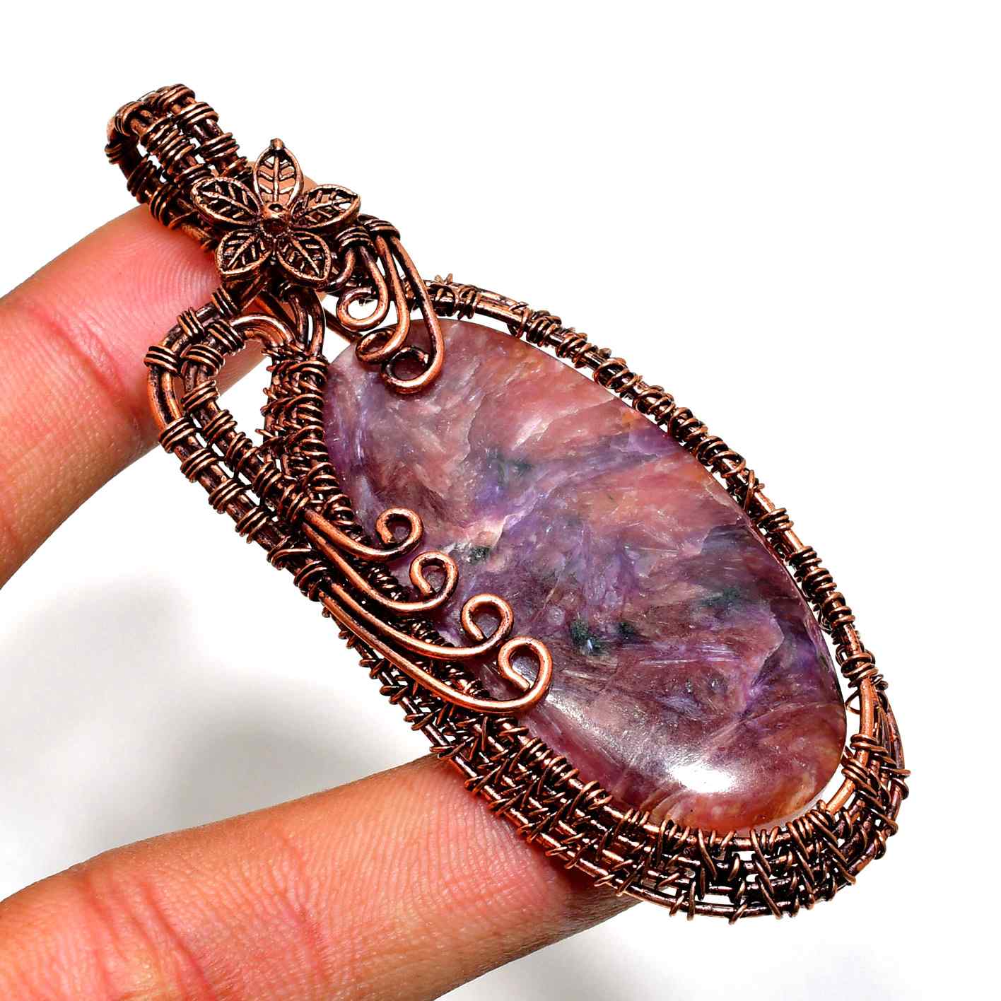Ezra’s Veil – Mystic Amethyst Copper Pendant