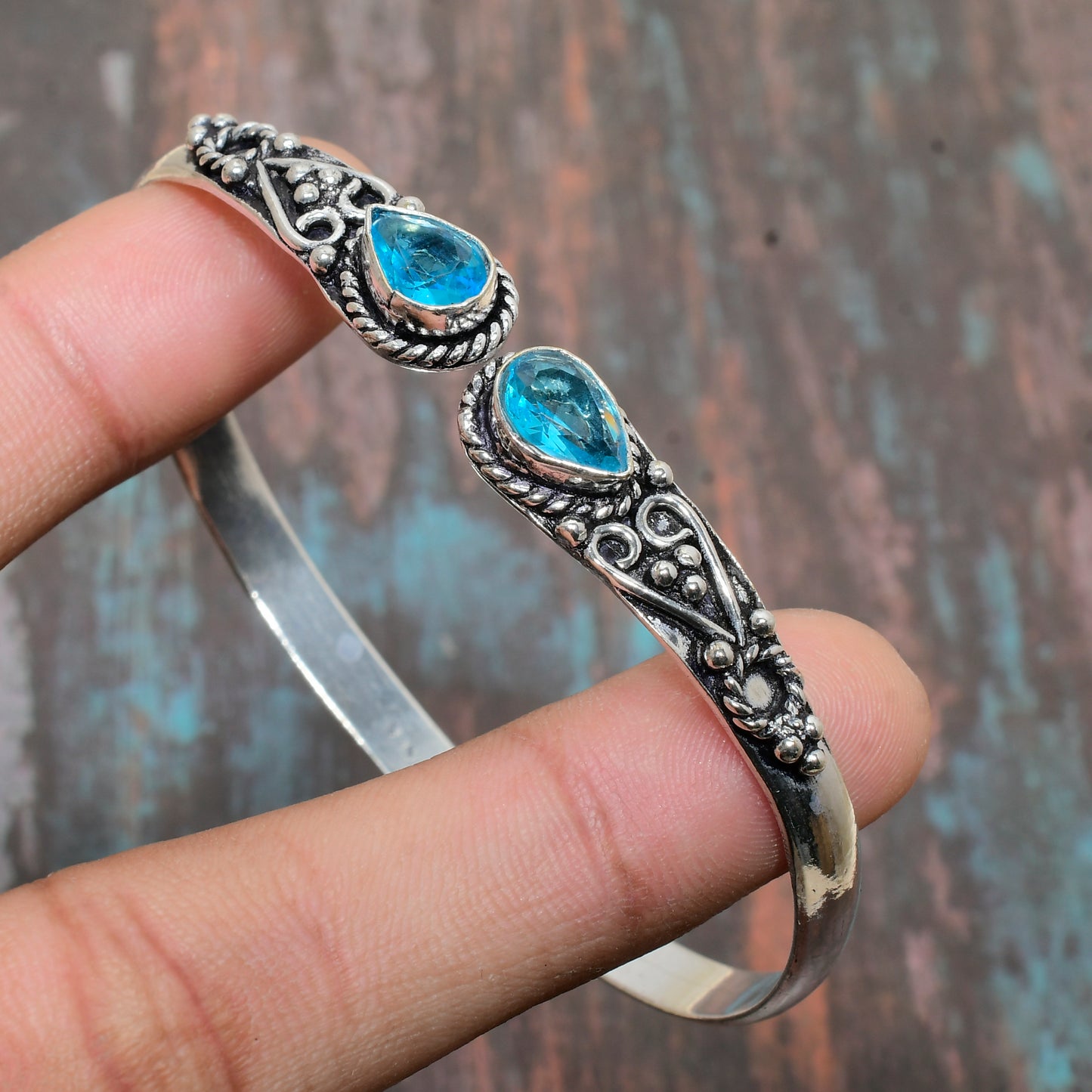 Azure Whisper – Sterling Silver & Blue Topaz Bracelet