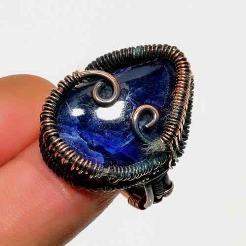 Azure Essence – Blue Sapphire Copper Wire Pendant