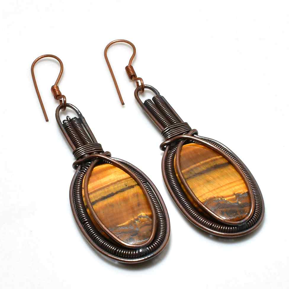 Lyra’s Gaze – Tiger’s Eye Copper Earrings