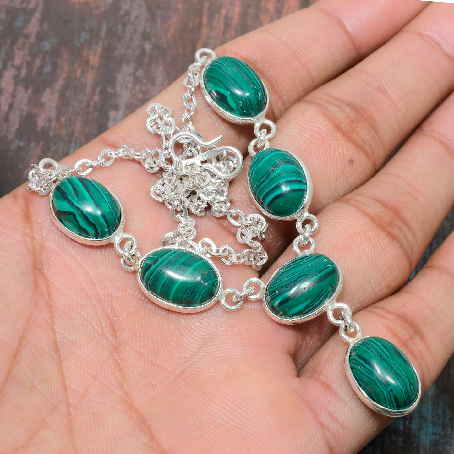 Malachite Grace – Sterling Silver Healing Bracelet