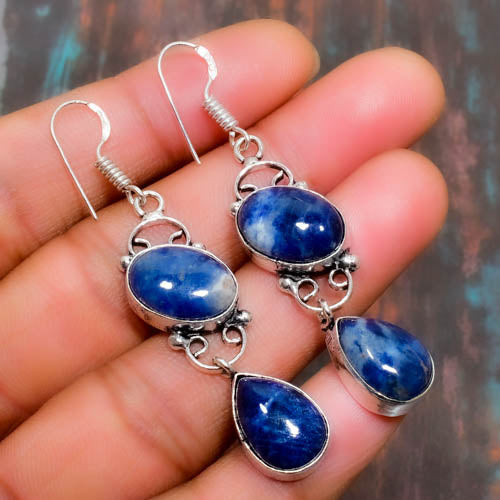 Sapphire Serenity – Sterling Silver Earrings