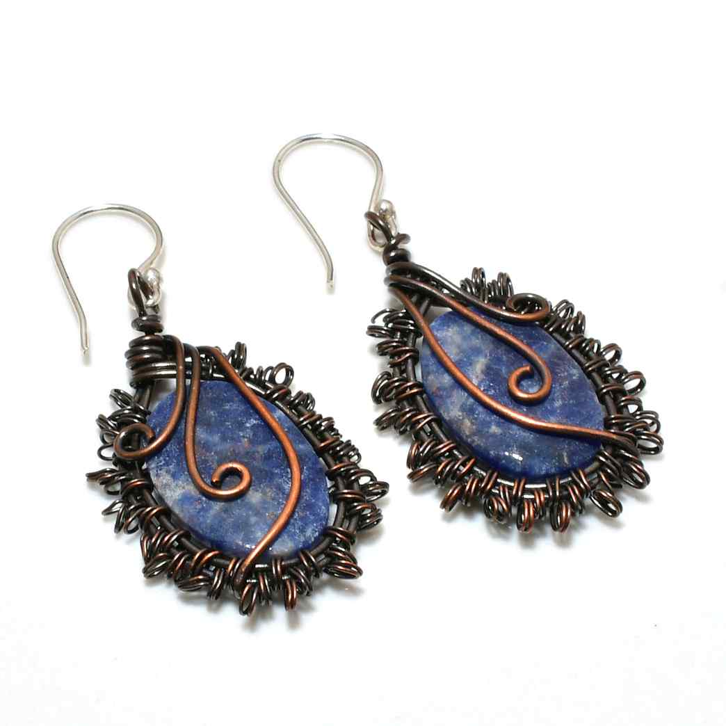 Selene’s Tears – Lapis Lazuli Copper Teardrop Earrings