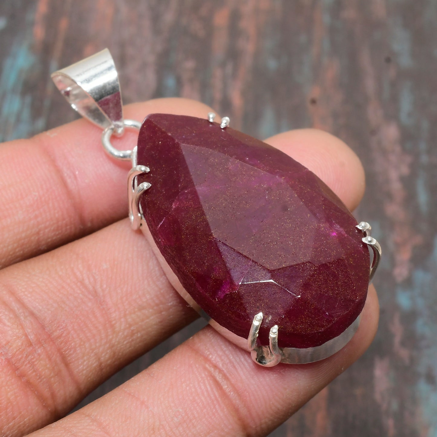Ember’s Embrace – Ruby & Silver Pendant
