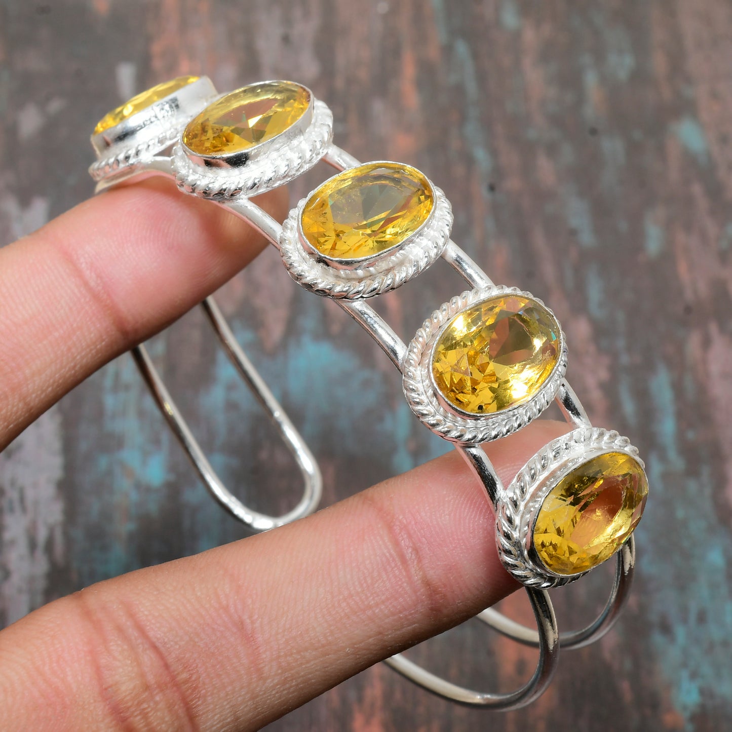 Solara’s Glow – Citrine Sterling Silver Bracelet