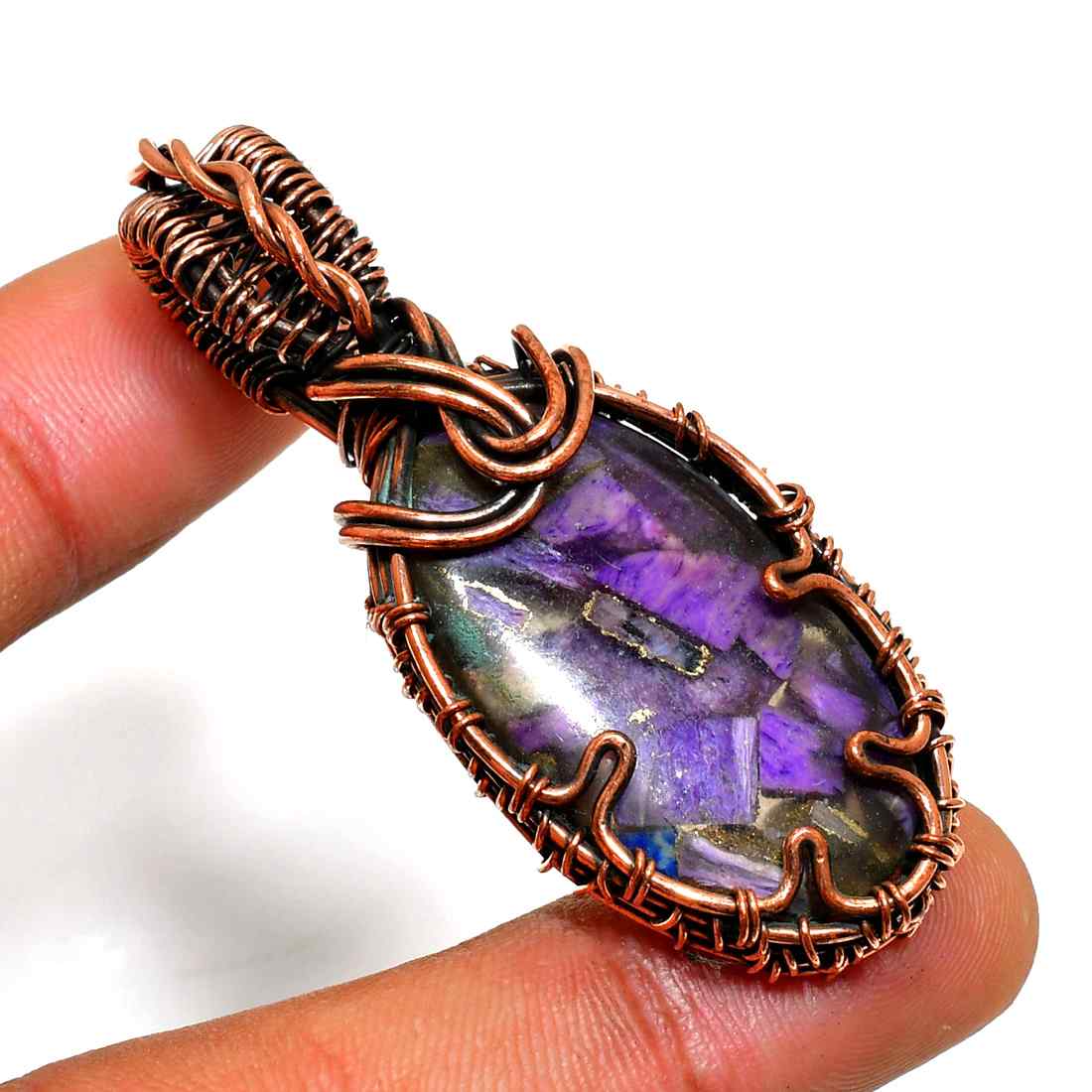 Ezra’s Veil – Handcrafted Amethyst & Copper Pendant