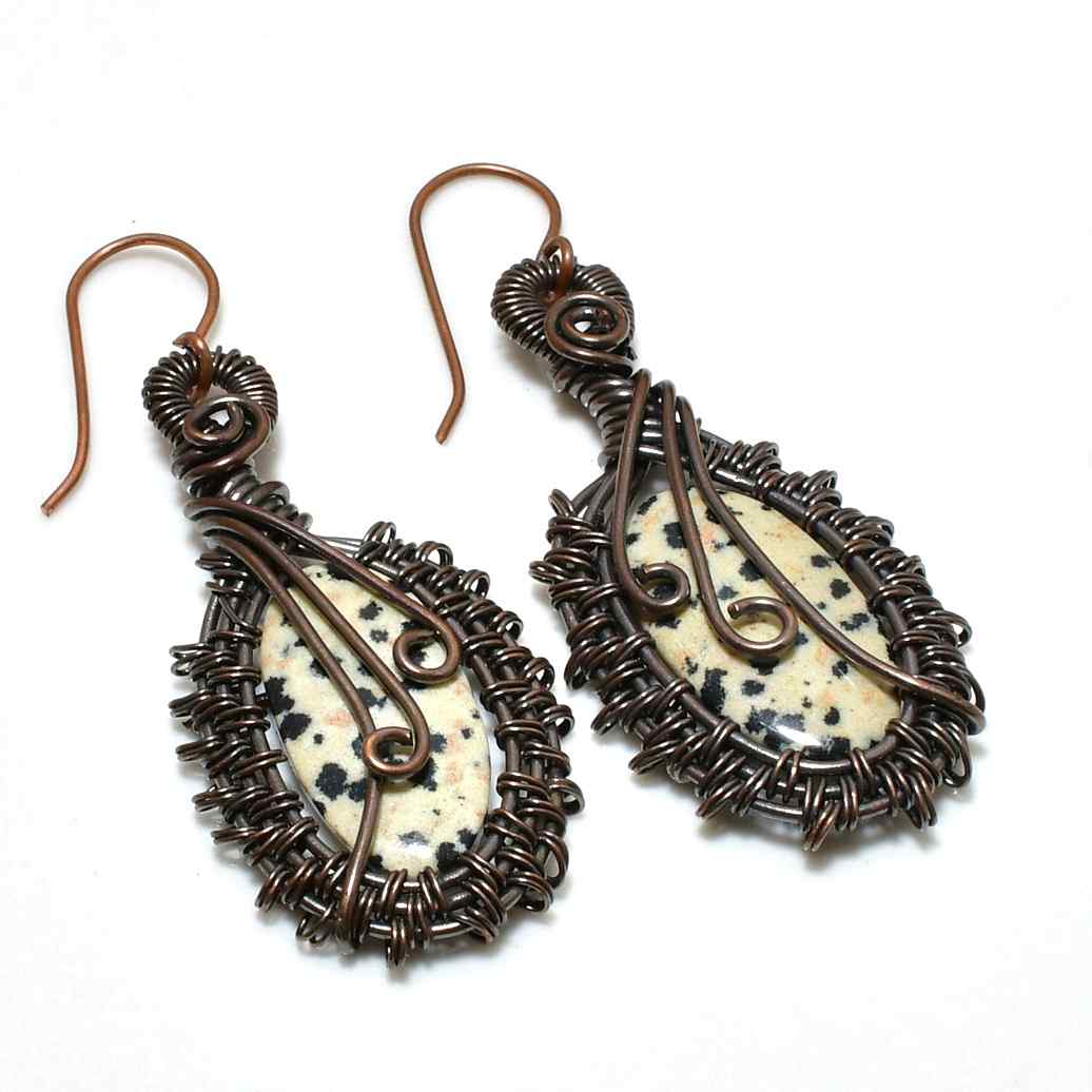 Dalmatian Harmony – Antique Copper Jasper Earrings