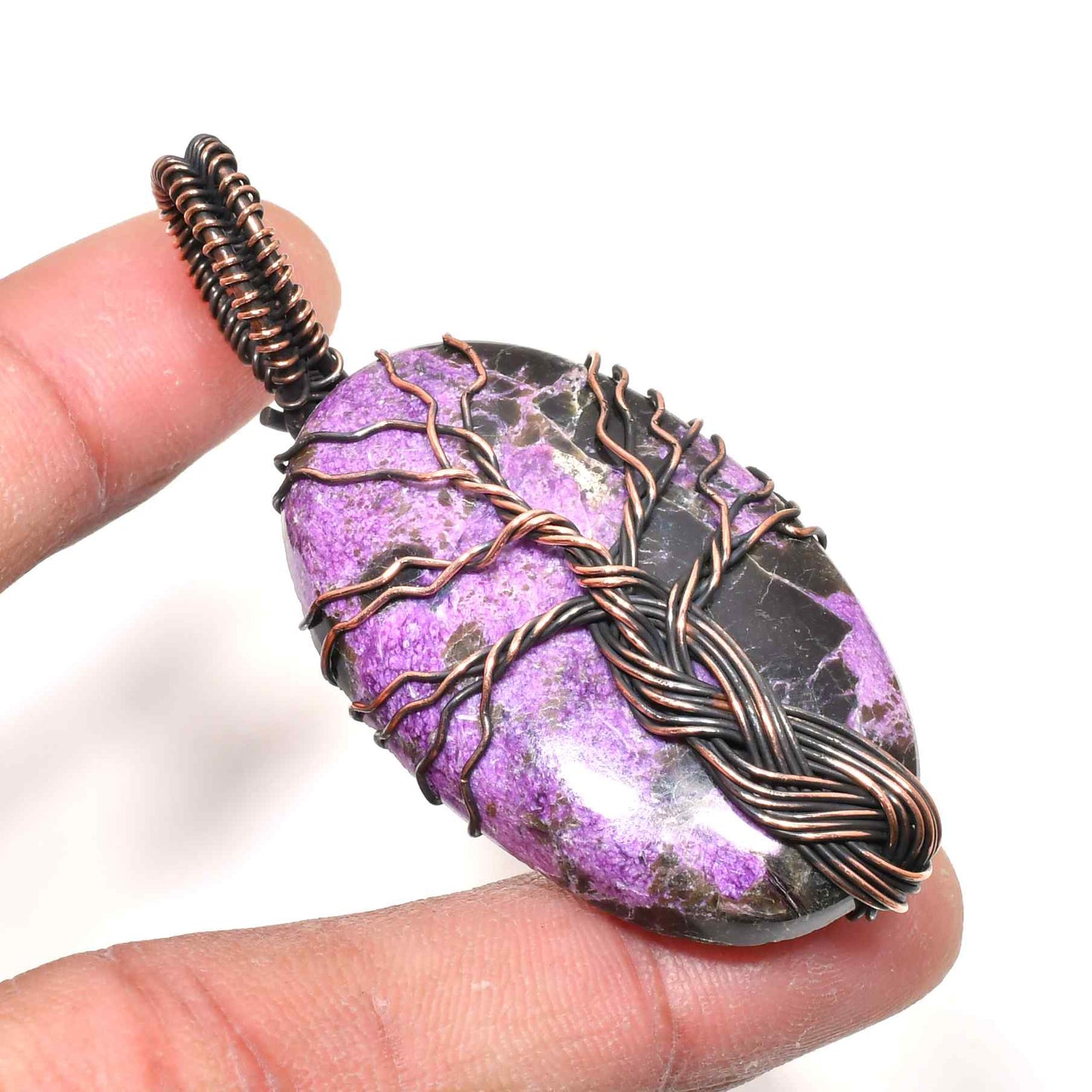 Astra’s Embrace – Amethyst Copper Pendant