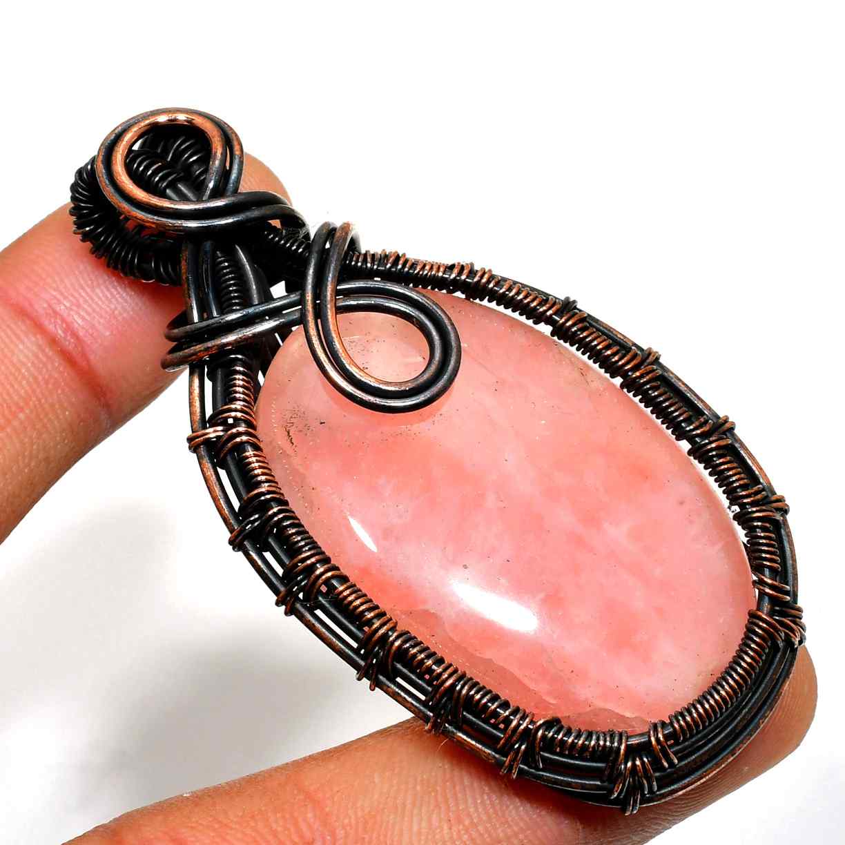 Heart of Aurora – Rose Quartz Copper Pendant