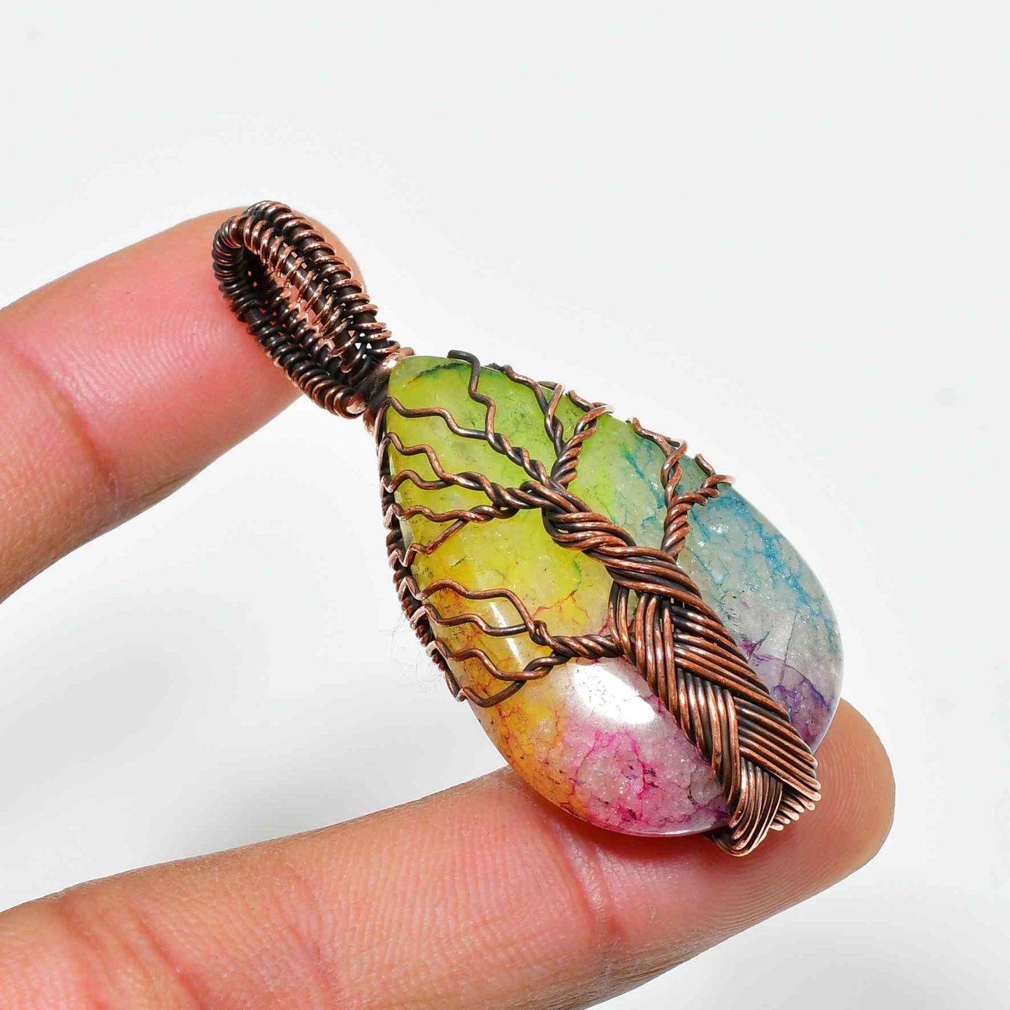 Verdant Canopy – Moss Agate Tree of Life Pendant