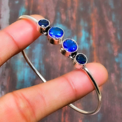 Azure Tranquility – Blue Topaz Silver Cuff