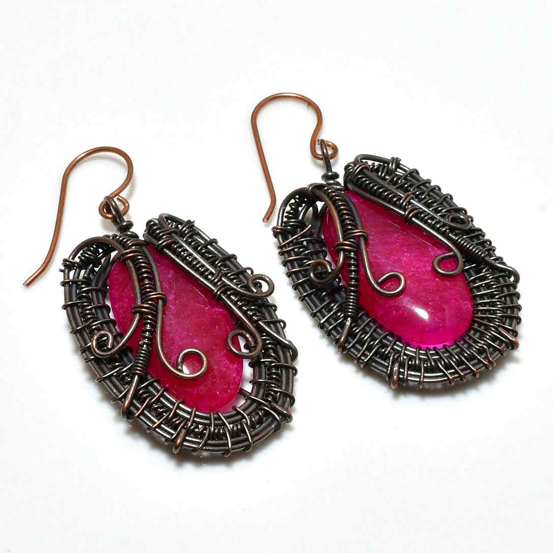 Ruby Reverie – Copper-Wrapped Ruby Earrings