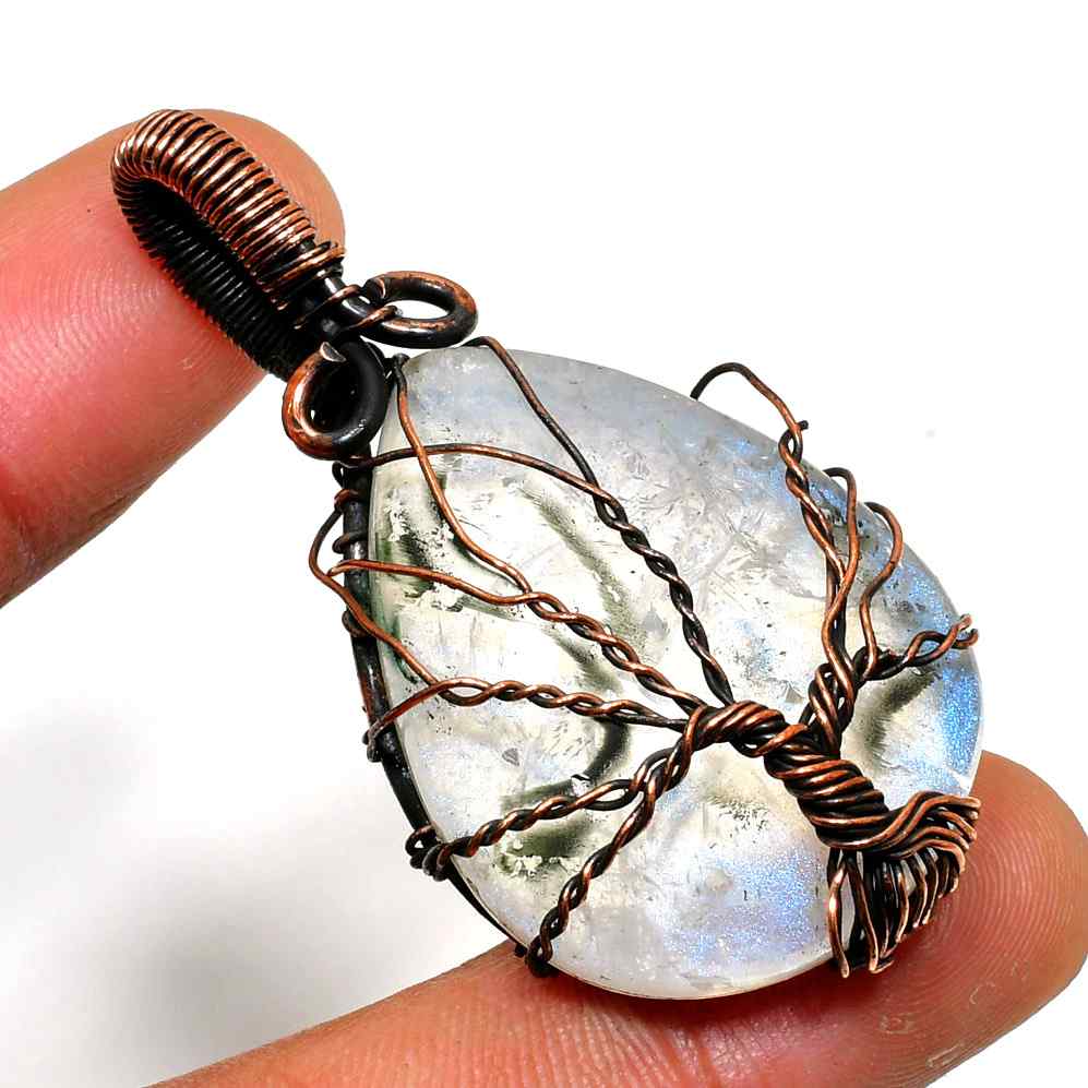 Starlit Veil – Labradorite Copper Pendant