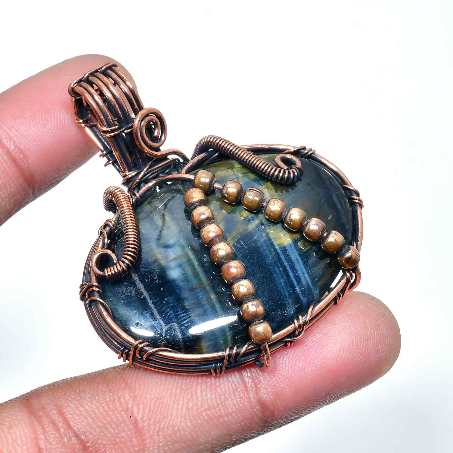 Gaia’s Embrace – Copper & Natural Stone Pendant