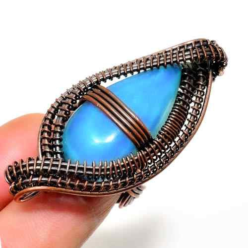 Azure Embrace – Vintage Copper Turquoise Pendant