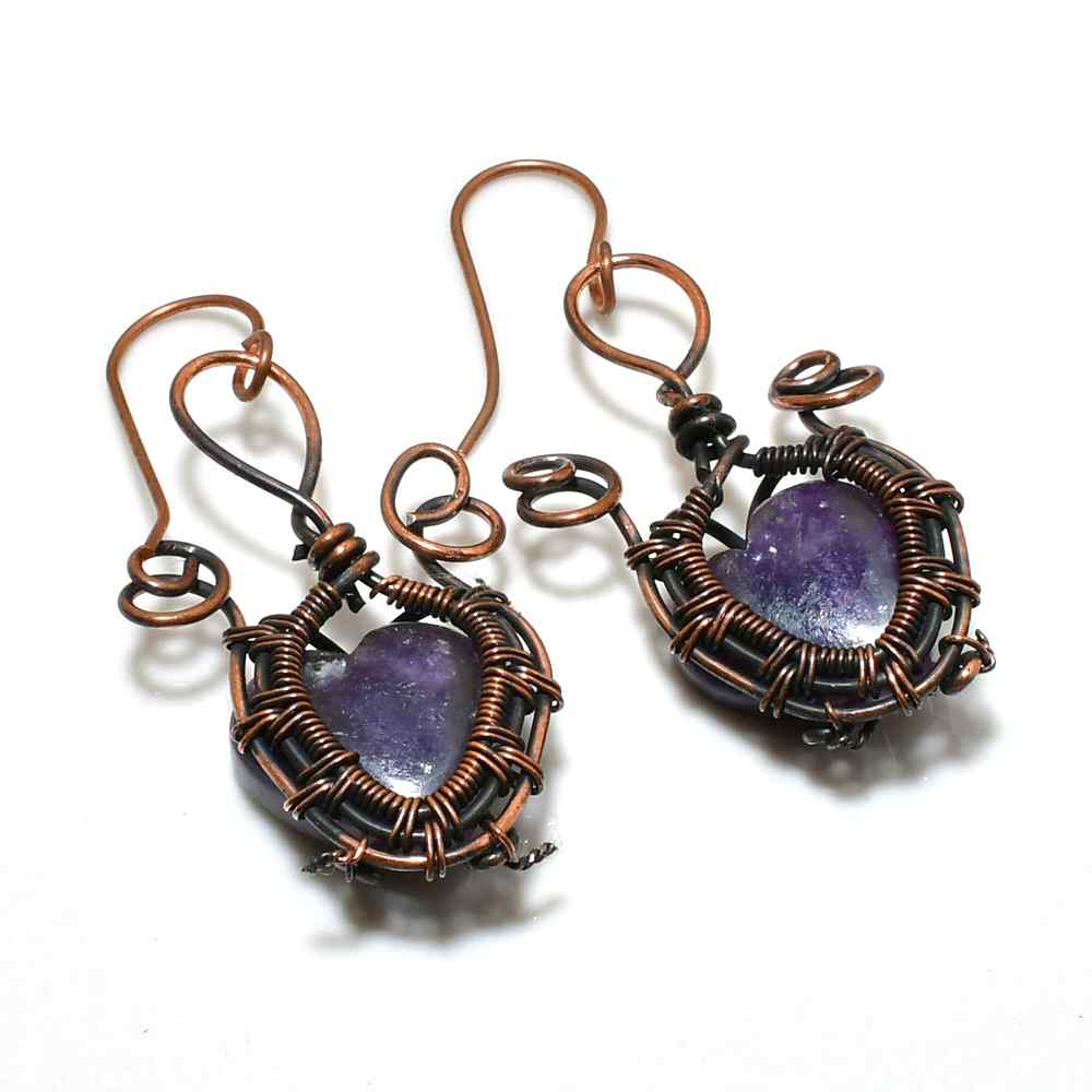 Tranquil Harmony – Amethyst Copper Earrings