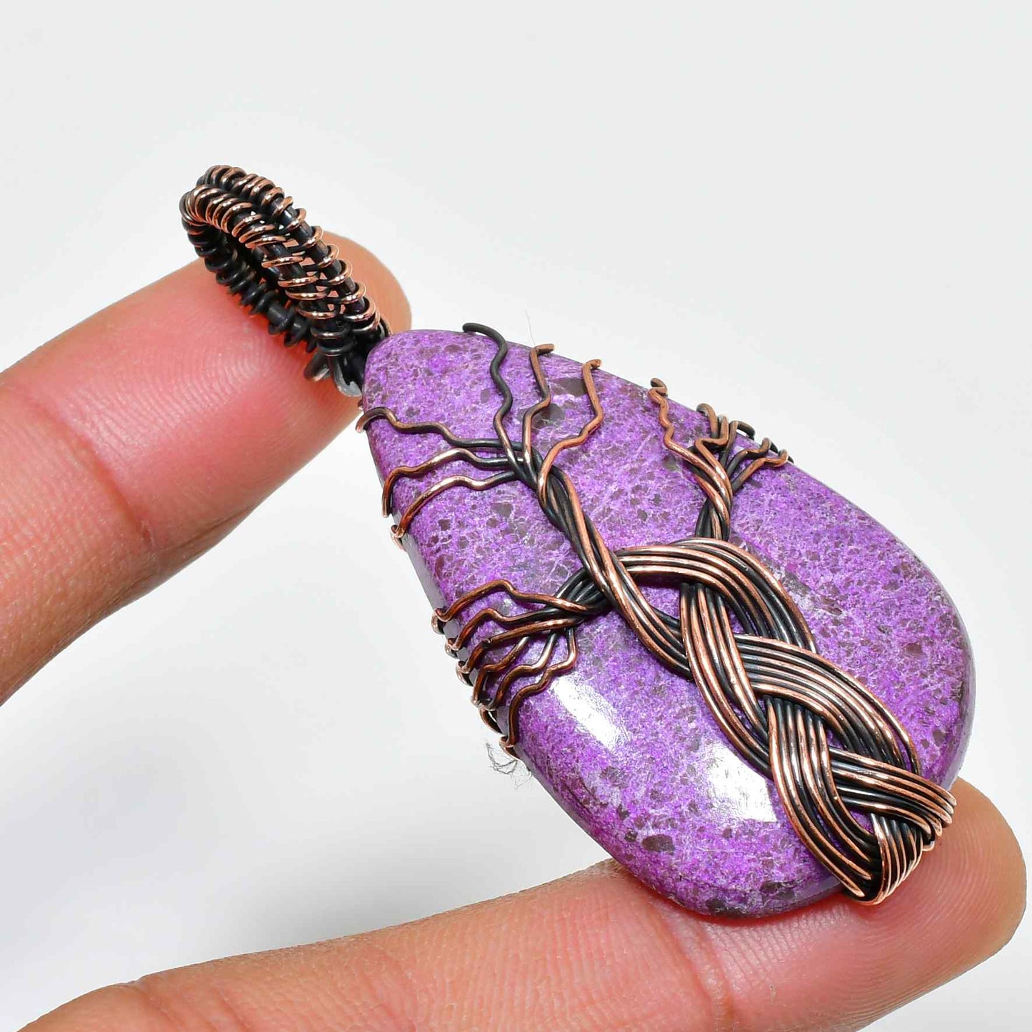 Ezra’s Veil – Amethyst & Oxidized Copper Pendant