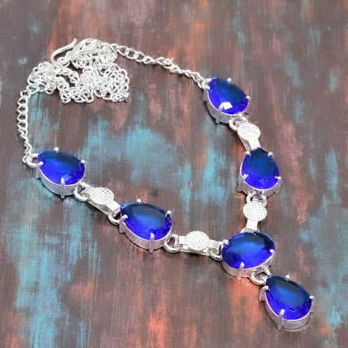 Starlit Elegance – Cobalt Blue Silver Necklace