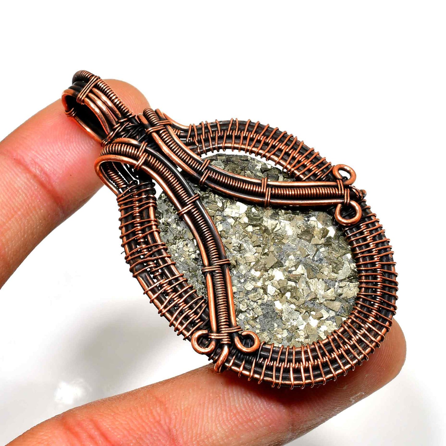 Gaia’s Touch – Copper-Wrapped Natural Stone Pendant