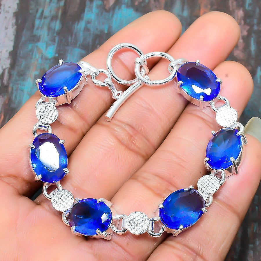 Azure Serenity – Silver Blue Gemstone Bracelet