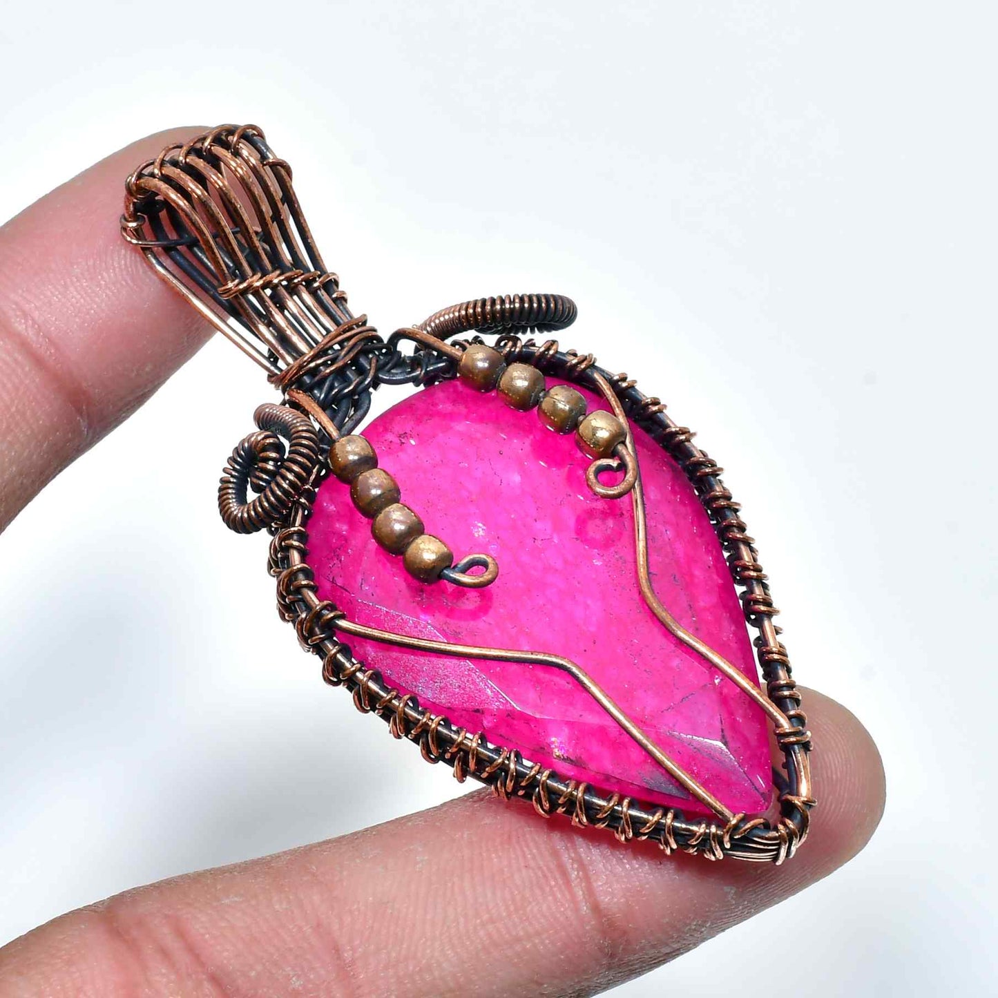 Ember’s Heart – Pink Tourmaline Copper Pendant