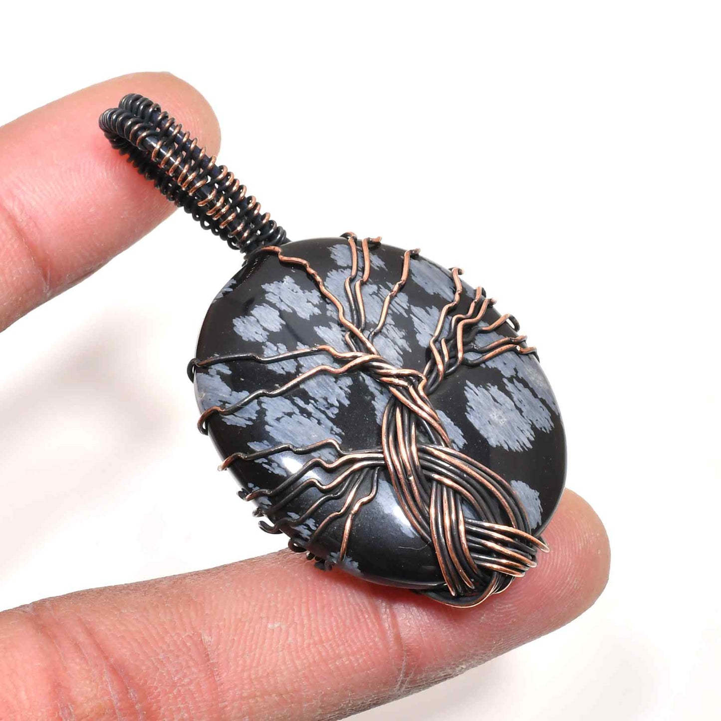 Earth’s Embrace – Black Stone Copper Pendant