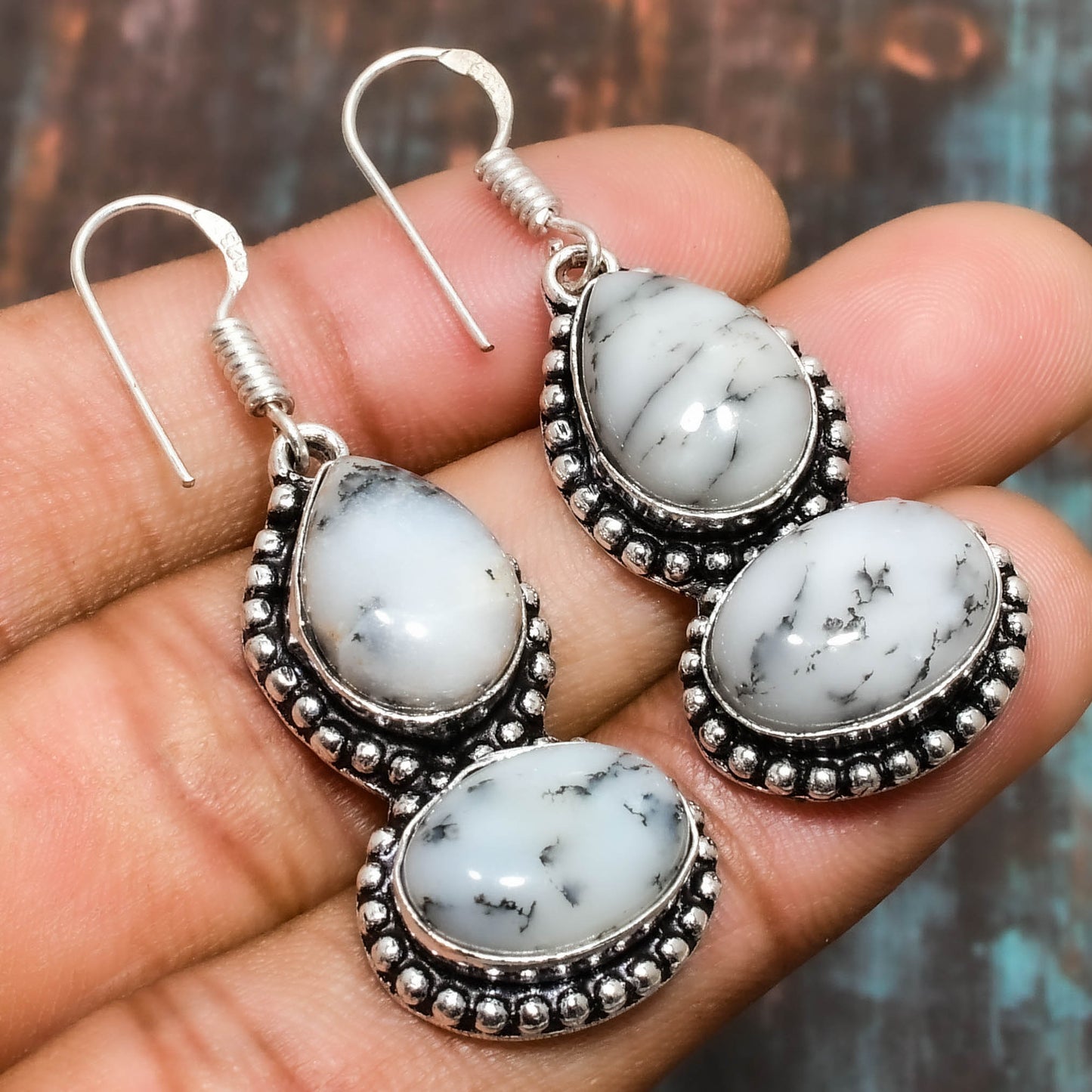 Luna’s Whisper – Antique Silver Moonstone Earrings