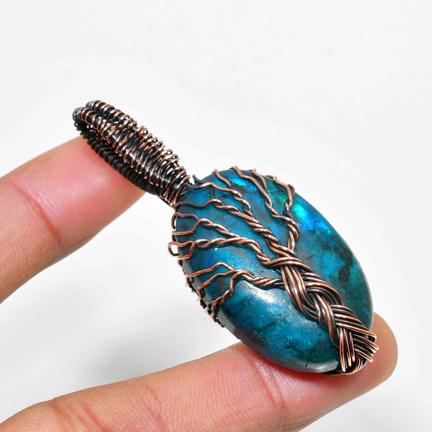 Gaia’s Arbor – Labradorite Copper Tree Pendant