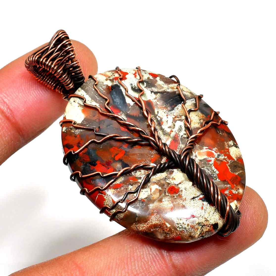 Woodland Whisper – Tree Agate Copper Pendant
