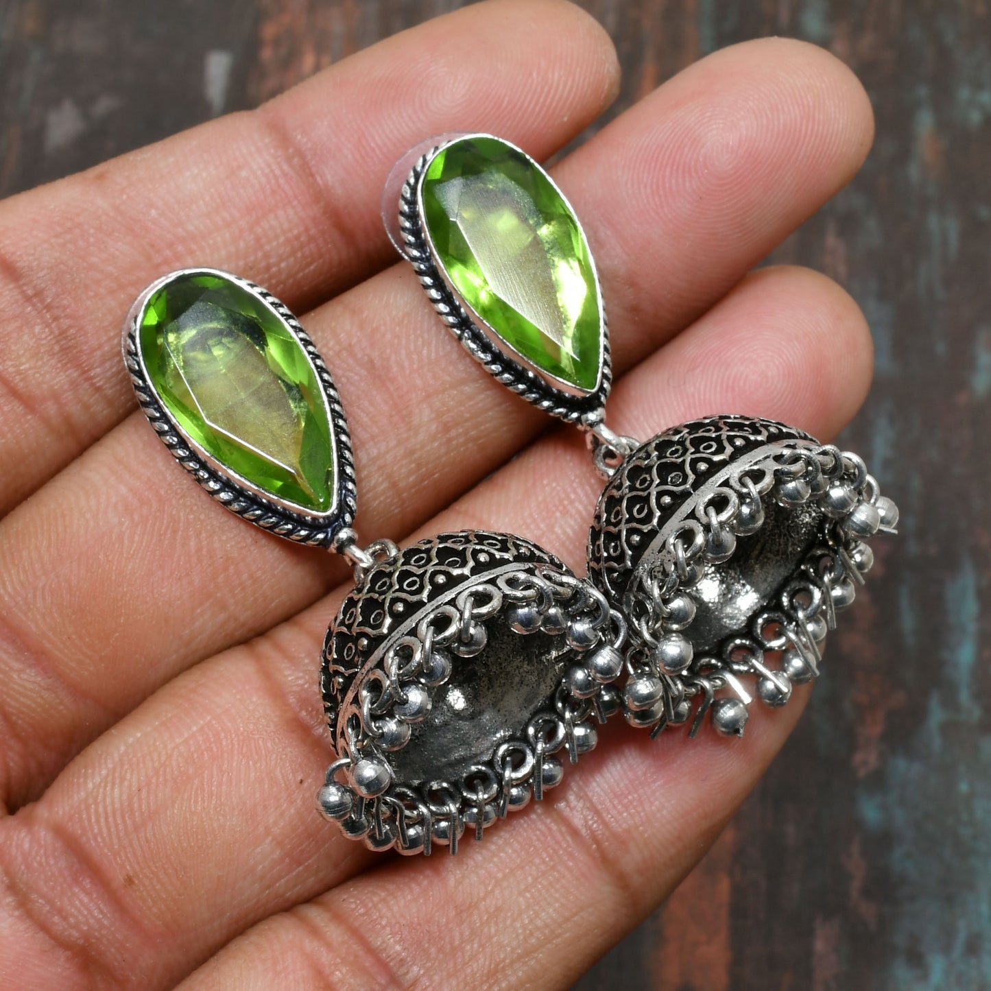 Verdant Serenity – Green Amethyst Sterling Silver Earrings