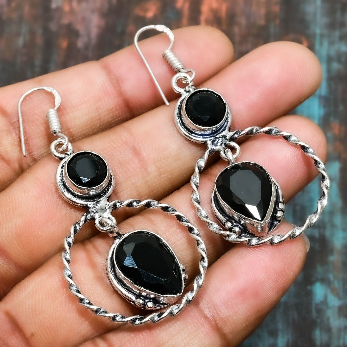 Onyx Elegance – Sterling Silver Grounding Earrings