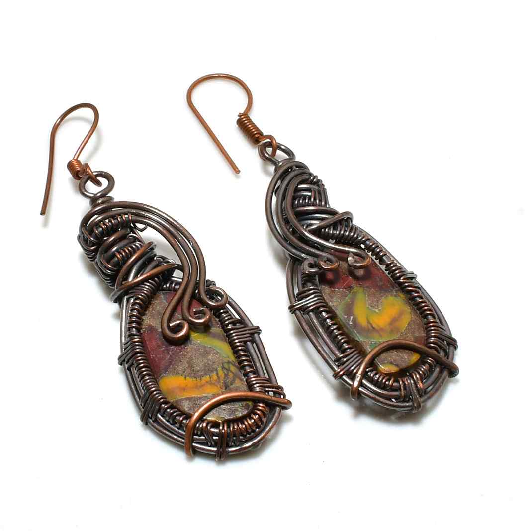Ember’s Embrace – Oxidized Copper Gemstone Earrings