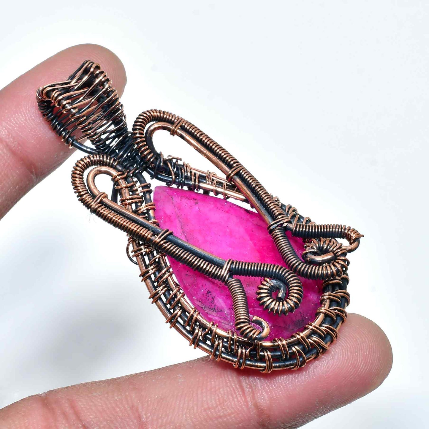 Ember’s Glow – Ruby Copper Pendant