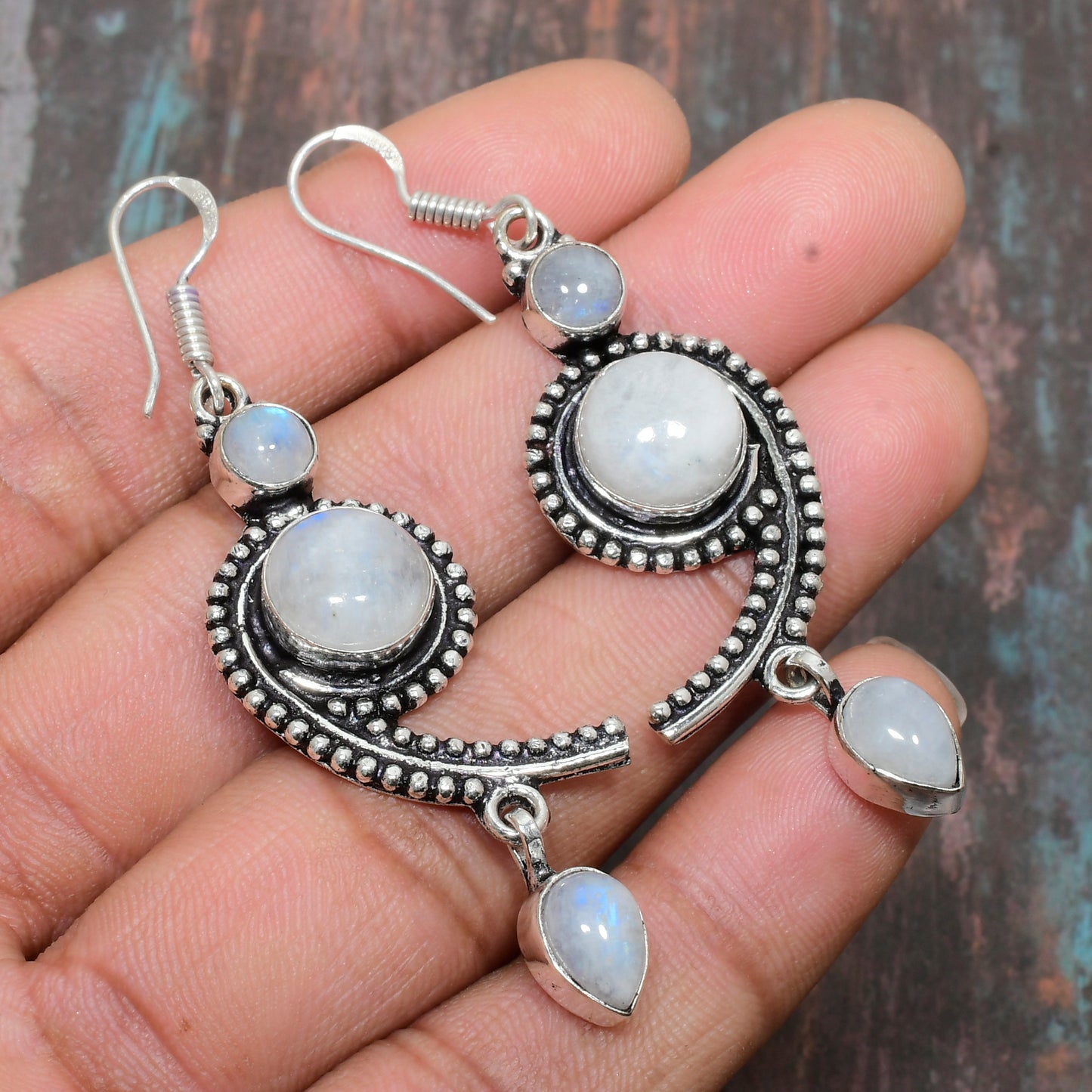 Luna’s Grace – Sterling Silver Moonstone Earrings