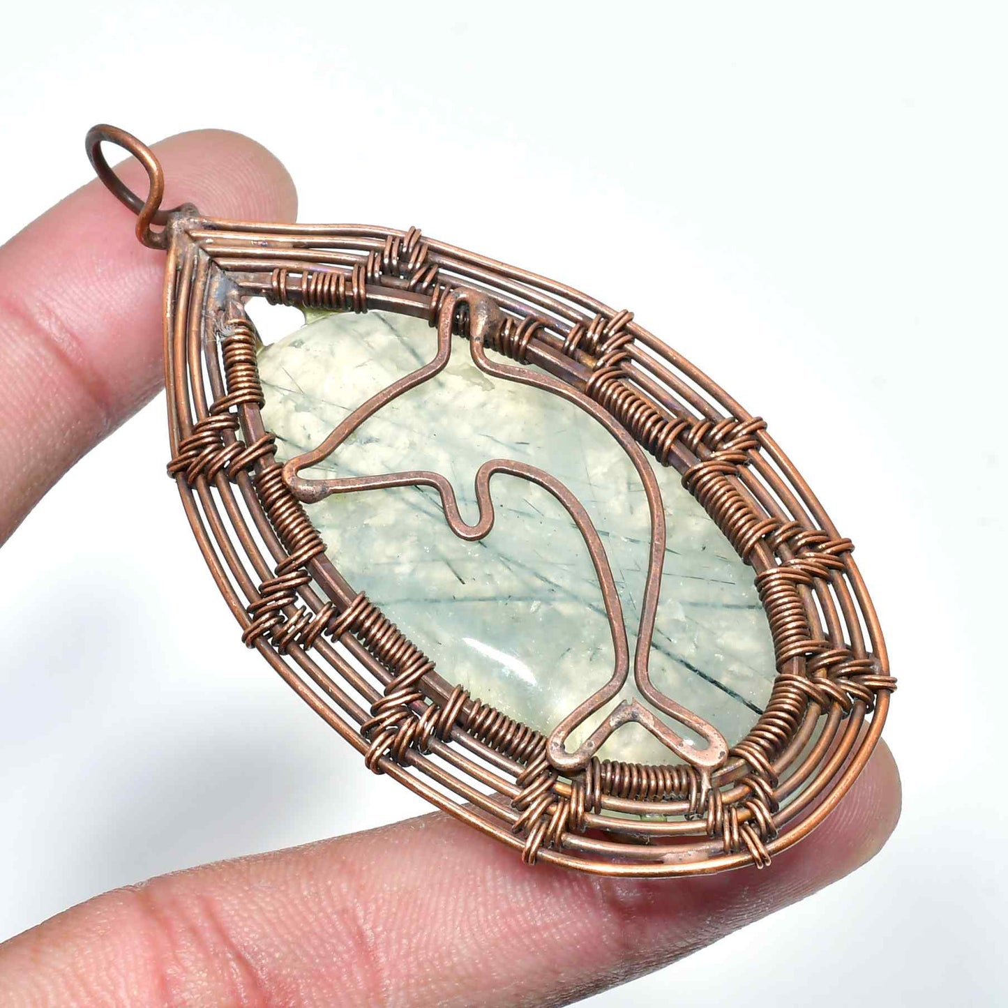 Dolphin’s Embrace – Labradorite Copper Pendant