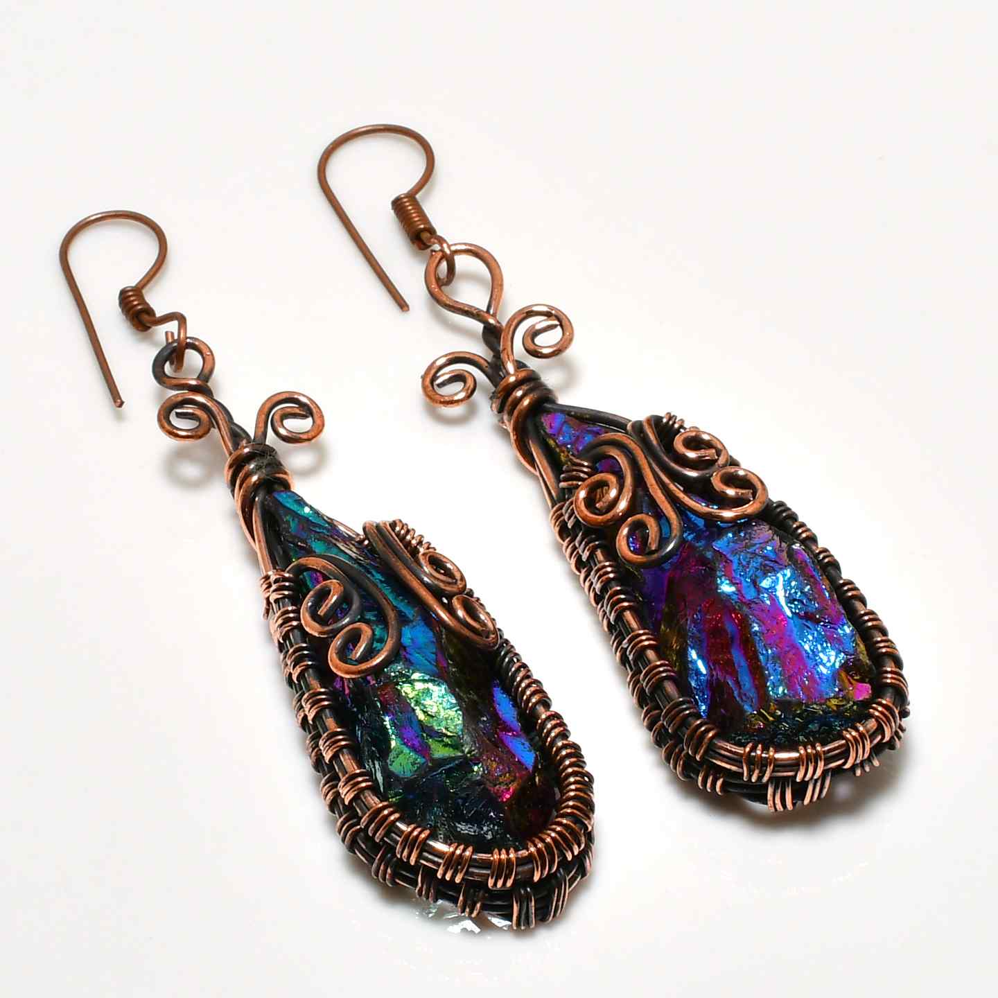 Opaline Dreams – Copper Wrapped Opal Earrings
