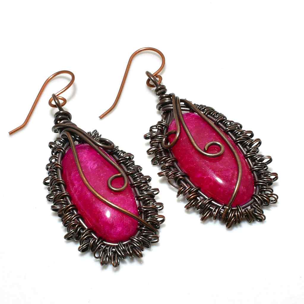 Vivian’s Bloom – Pink Rhodonite & Antique Brass Earrings