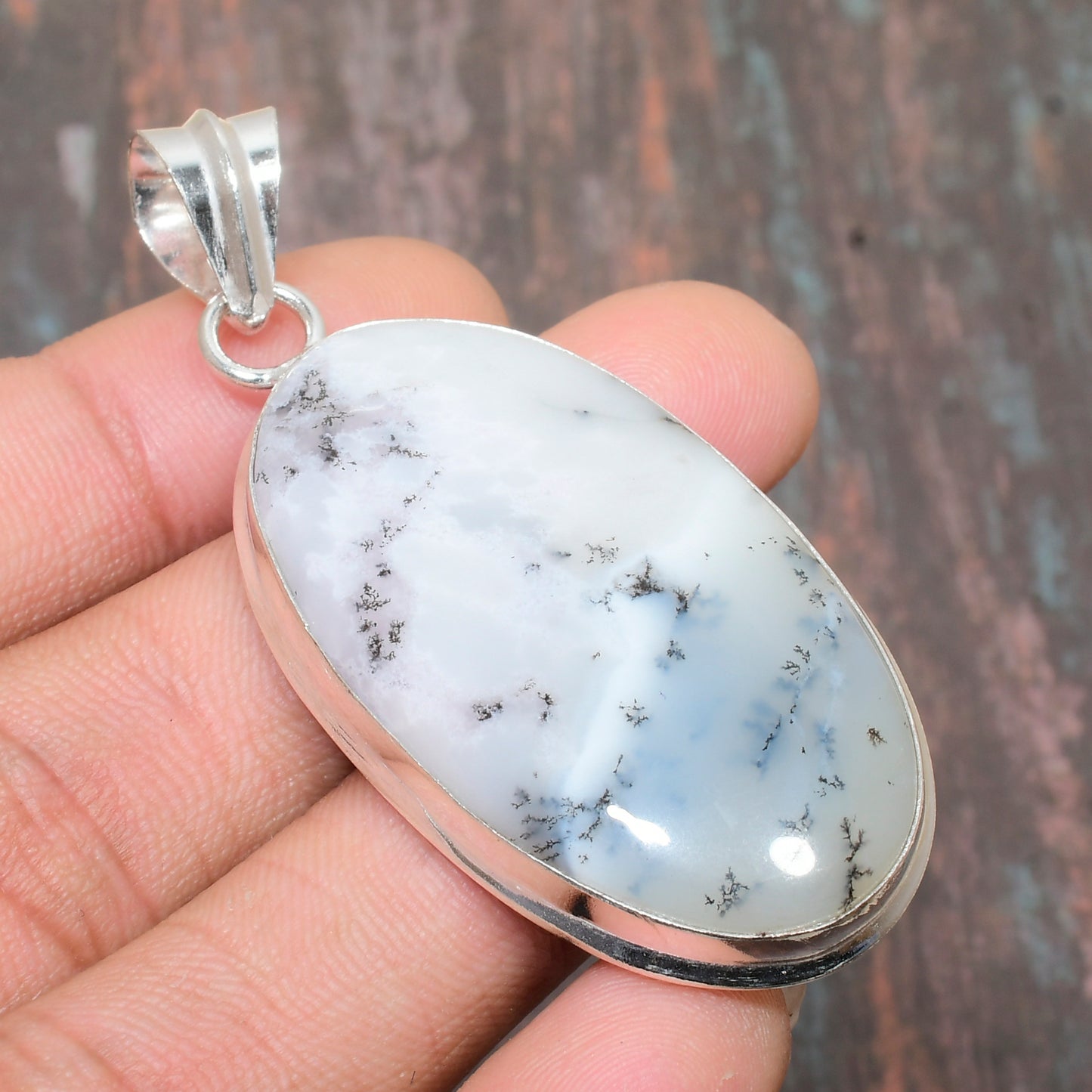 Nature’s Harmony – Dendritic Opal Silver Pendant