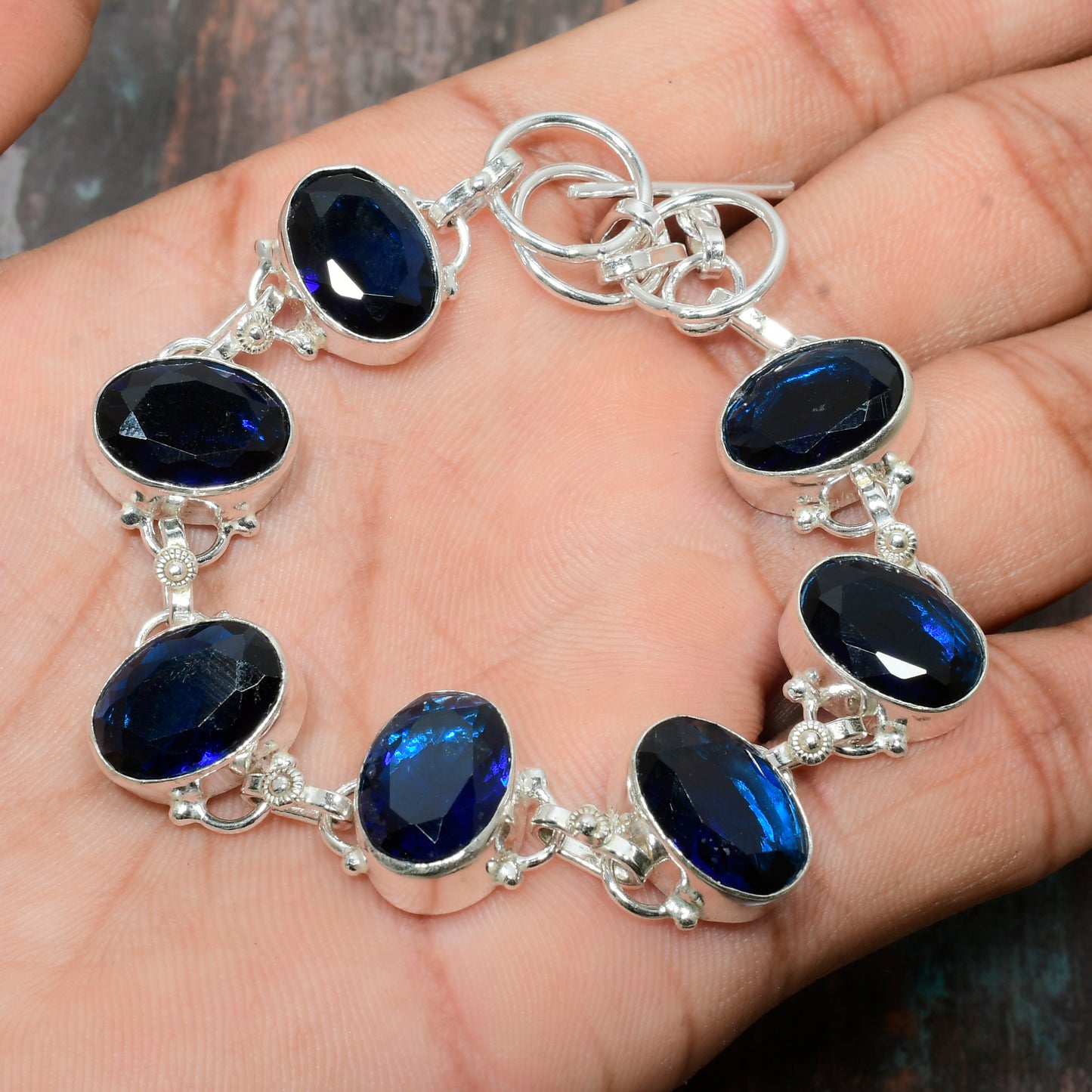 Serene Sapphire – Sterling Silver Bracelet