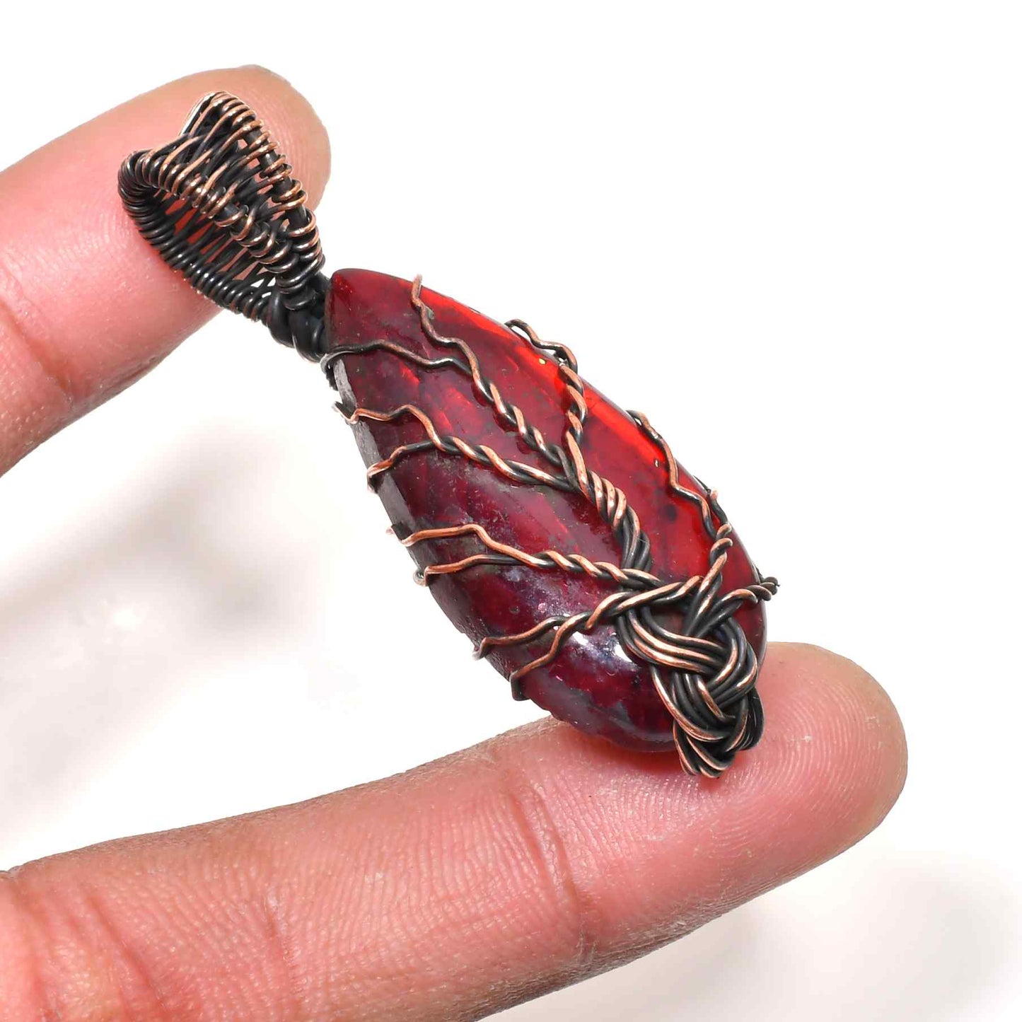 Ember’s Embrace – Garnet Copper Pendant