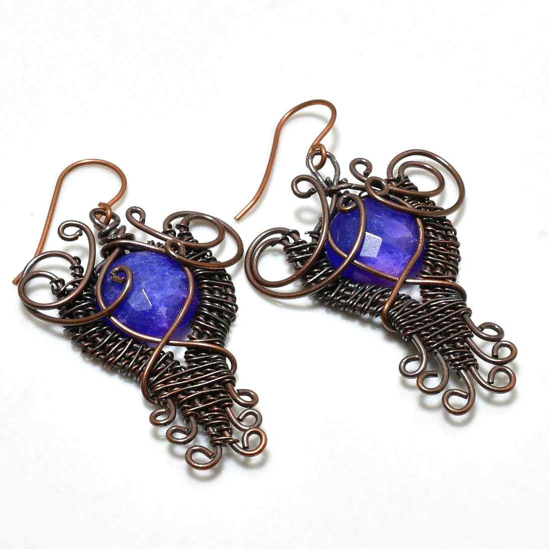 Celestial Aura – Amethyst Copper Earrings