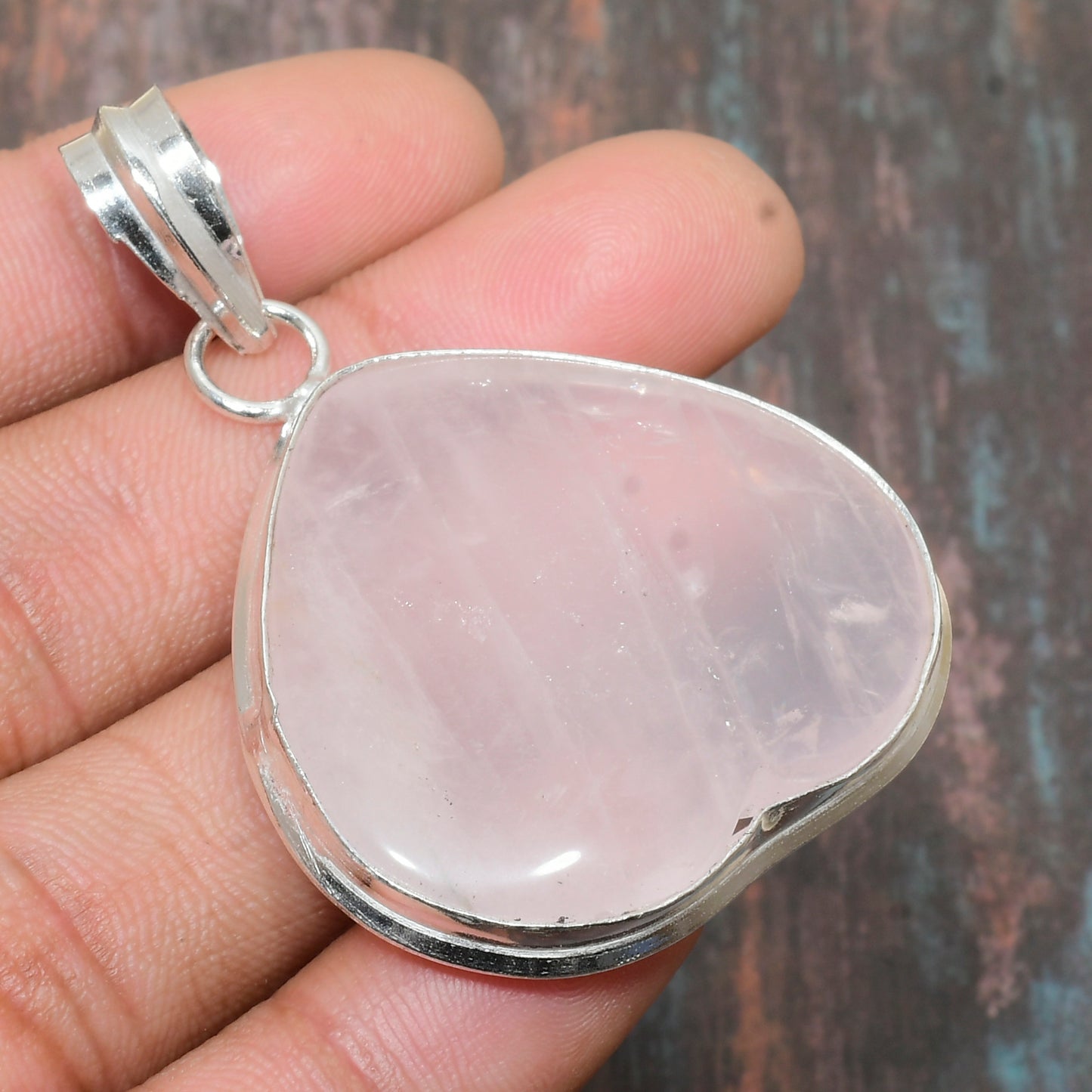 Harmony’s Heart – Rose Quartz Silver Pendant