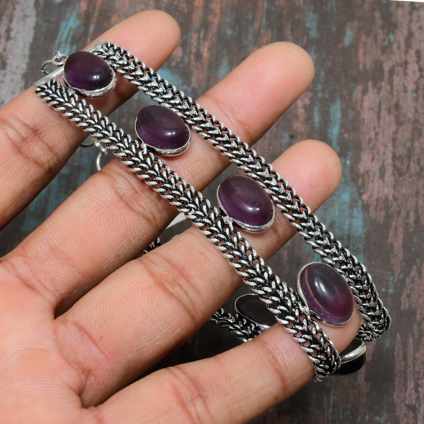 Luna’s Harmony – Amethyst Silver Bracelet