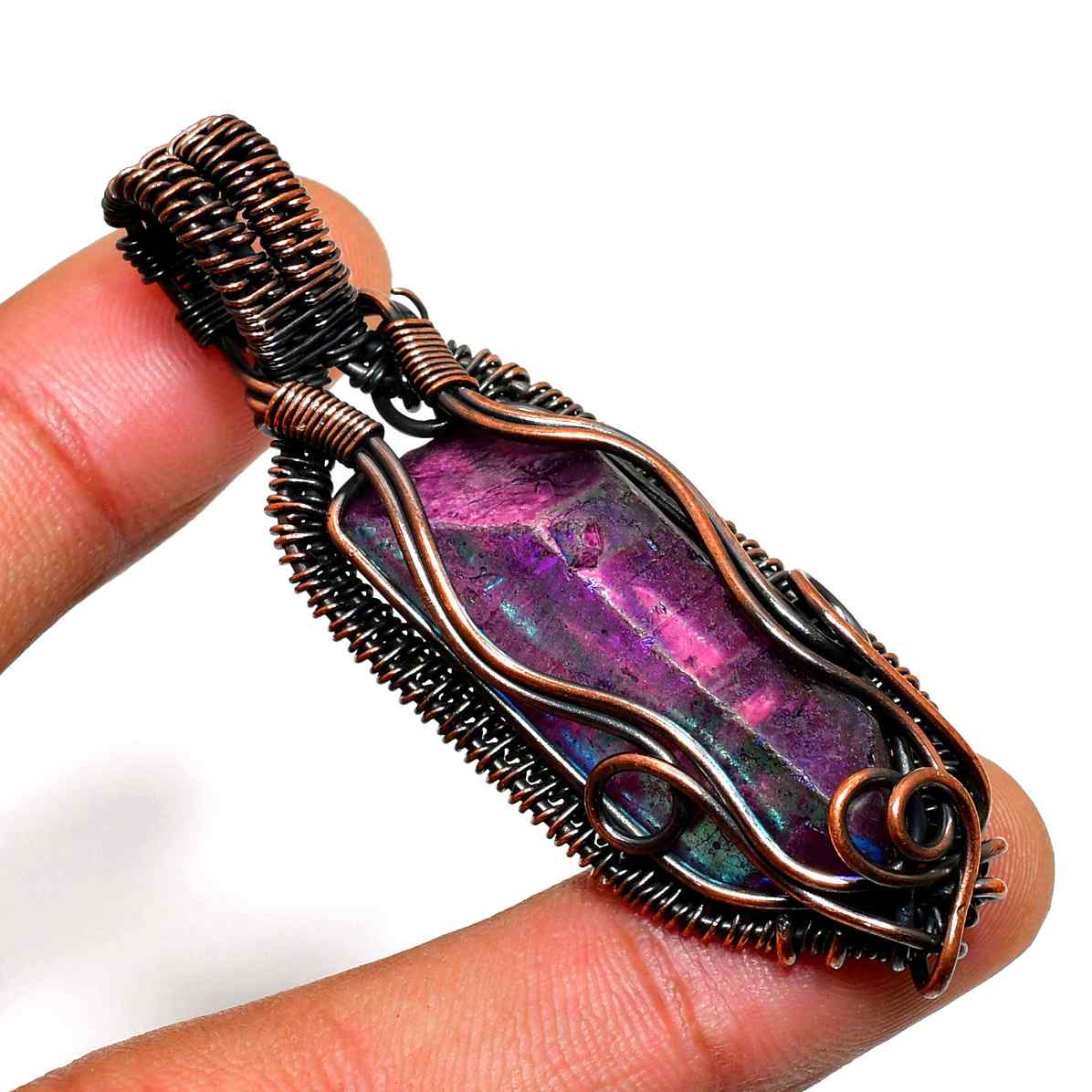 Clarity’s Crown – Amethyst Copper Pendant